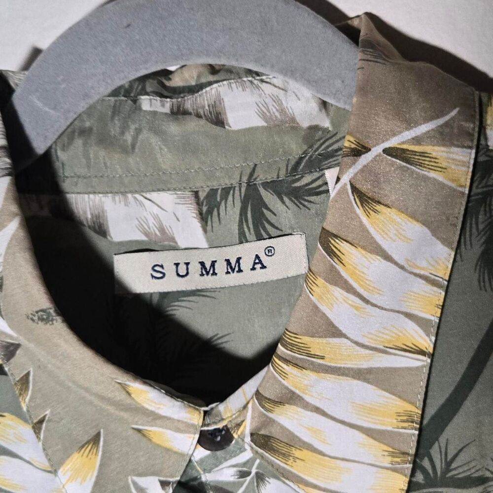 Vintage Summa Eclectic Tropical Silk Button Down Shirt Vacation Summer - Picture 4 of 5